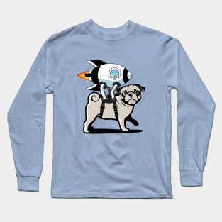 Pug with a goldfish in a rocket Long Sleeve T-Shirt